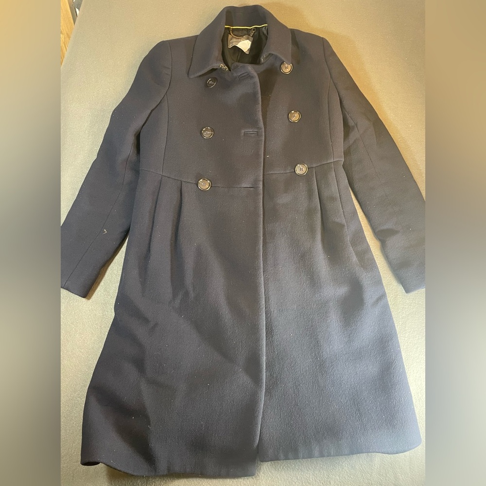 J. Crew Navy Double Cloth Double-Breasted Coat